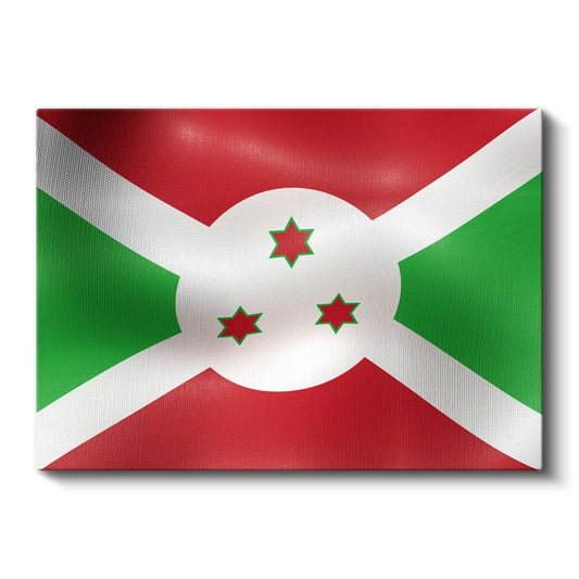 Burundi Bayrağı - Dalgalı Görünüm Kanvas Tablo