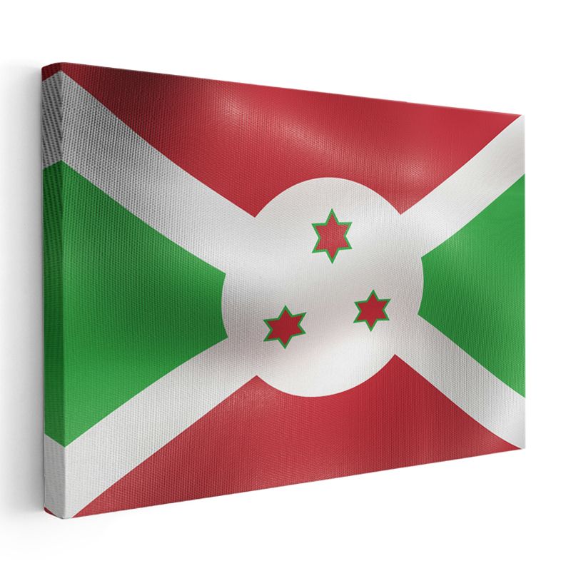 Burundi Bayrağı - Dalgalı Görünüm Kanvas Tablo