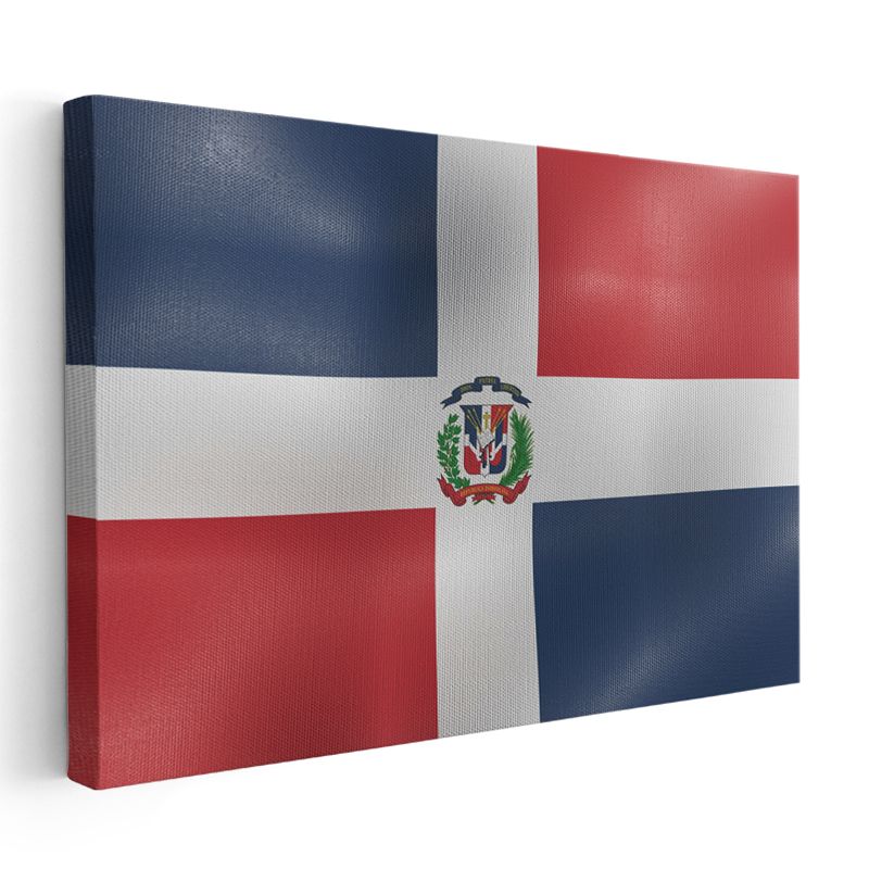 Dominik Cumhuriyeti Bayrağı - Dalgalı Görünüm Kanvas Tablo
