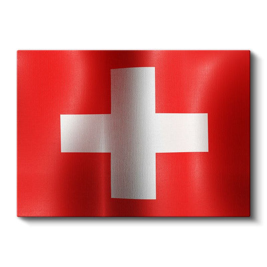 İsviçre Bayrağı - Dalgalı Görünüm Kanvas Tablo