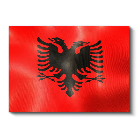 Arnavutluk Bayrağı - Dalgalı Görünüm Kanvas Tablo