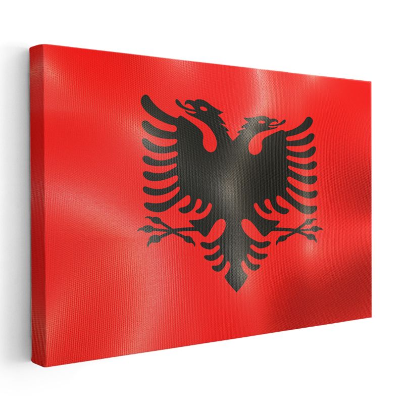 Arnavutluk Bayrağı - Dalgalı Görünüm Kanvas Tablo