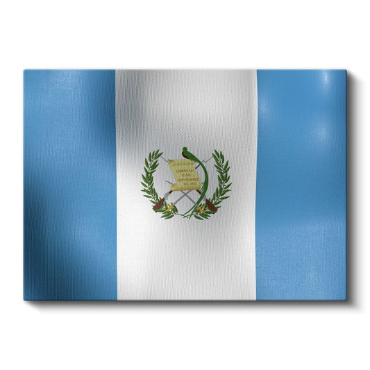 Guatemala Bayrağı - Dalgalı Görünüm Kanvas Tablo