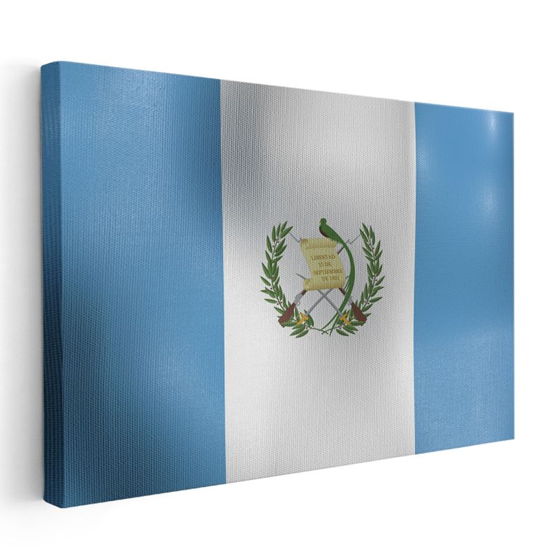 Guatemala Bayrağı - Dalgalı Görünüm Kanvas Tablo