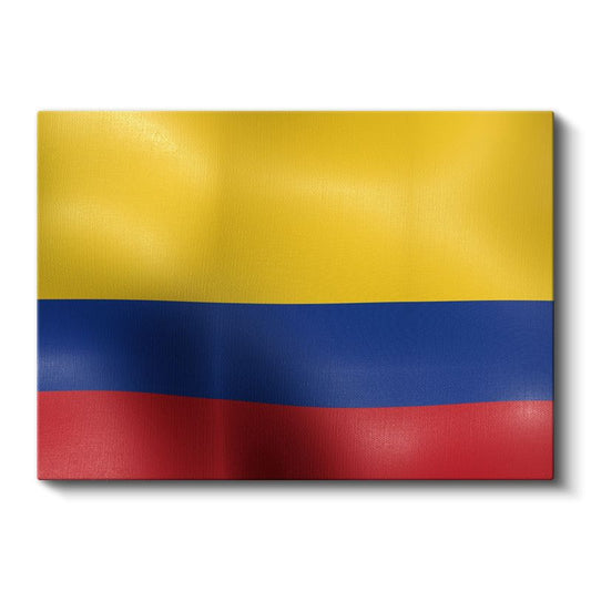 Kolombiya Bayrağı - Dalgalı Görünüm Kanvas Tablo