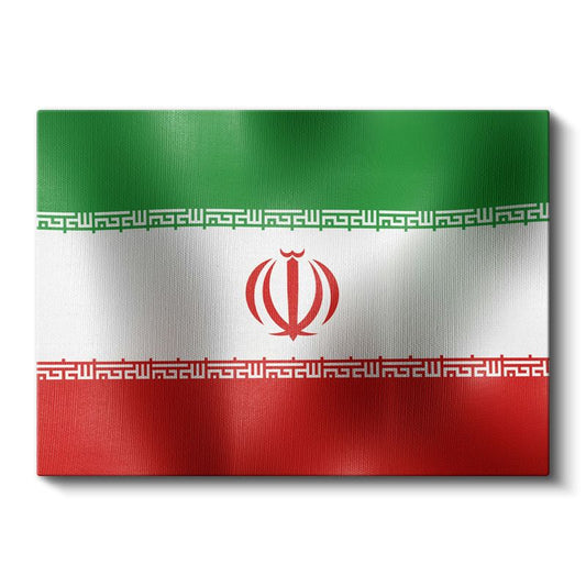 İran Bayrağı - Dalgalı Görünüm Kanvas Tablo