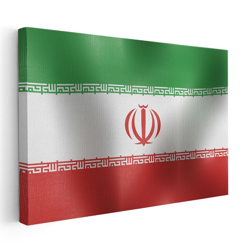 İran Bayrağı - Dalgalı Görünüm Kanvas Tablo