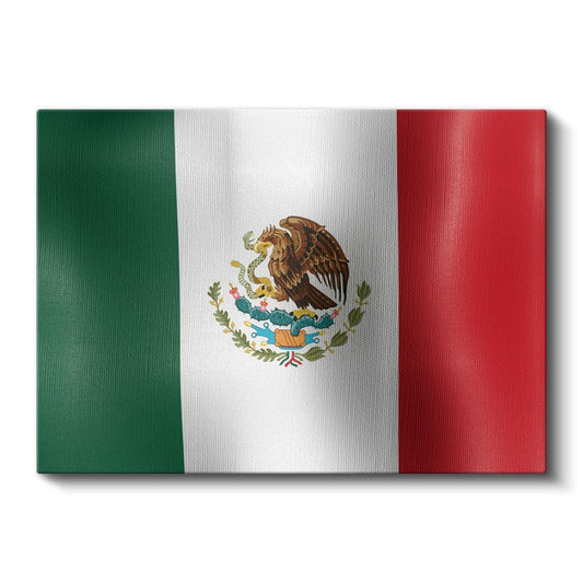 Meksika Bayrağı - Dalgalı Görünüm Kanvas Tablo