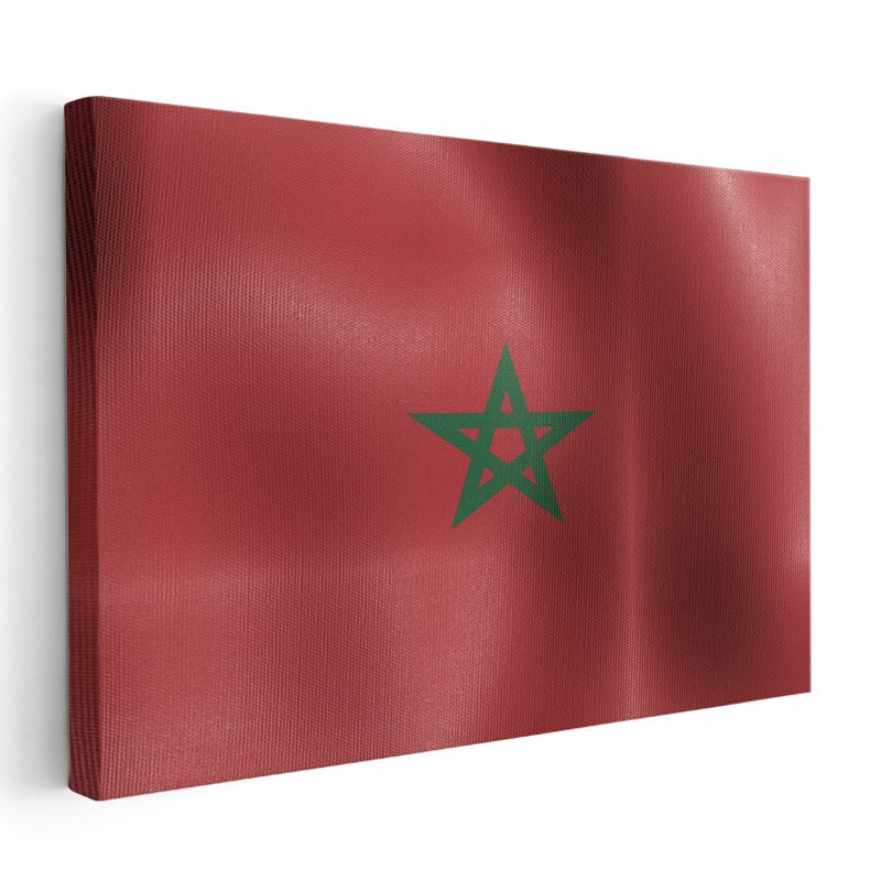 Fas Bayrağı - Dalgalı Görünüm Kanvas Tablo