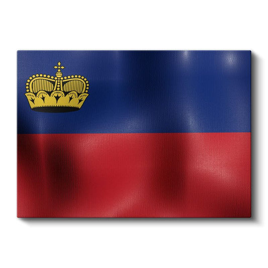 Liechtenstein Bayrağı - Dalgalı Görünüm Kanvas Tablo