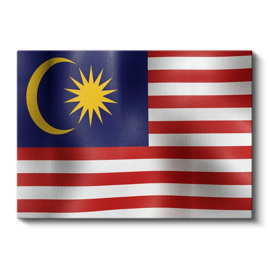 Malezya Bayrağı - Dalgalı Görünüm Kanvas Tablo