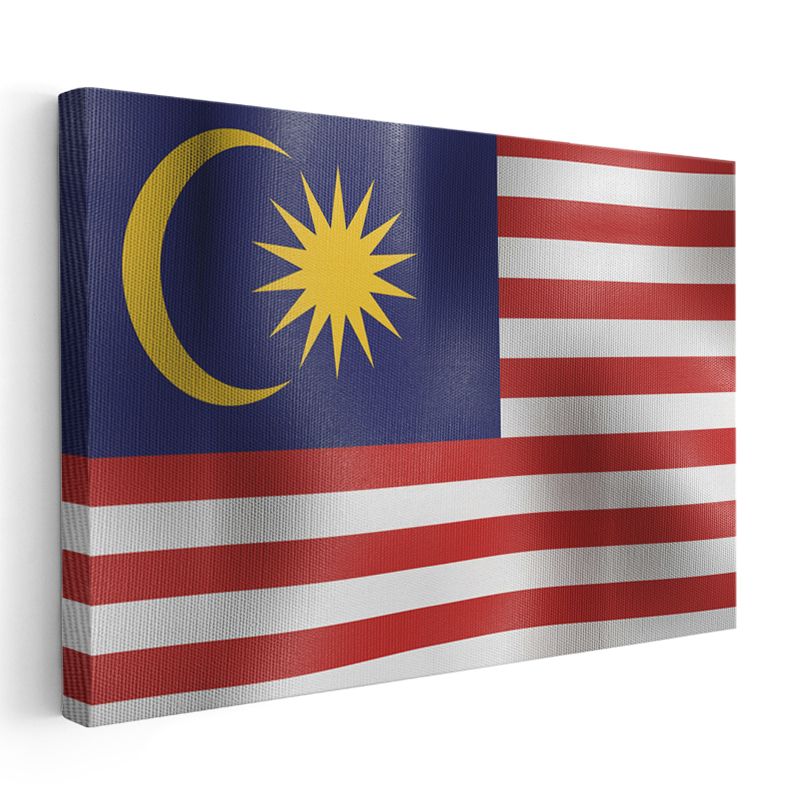 Malezya Bayrağı - Dalgalı Görünüm Kanvas Tablo
