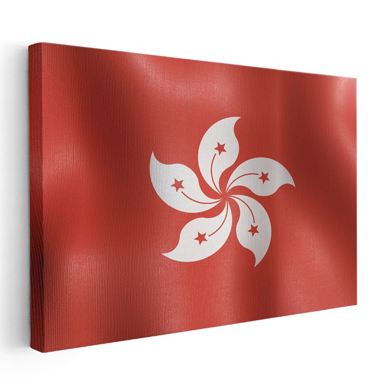 Hong Kong Bayrağı - Dalgalı Görünüm Kanvas Tablo