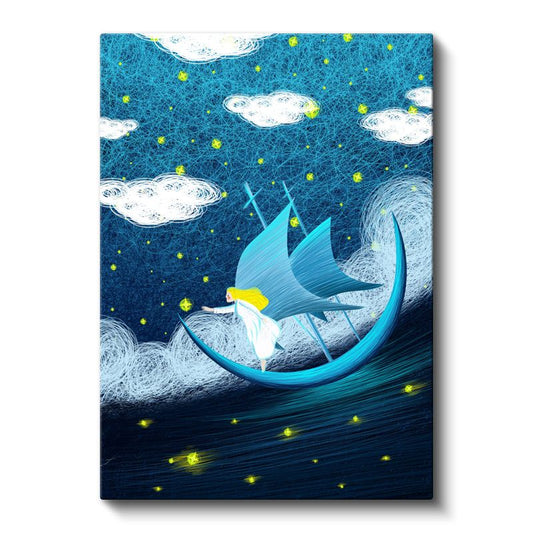 Ay Teknesi - Yıldızlar Arasında Yolculuk Kanvas Tablo
