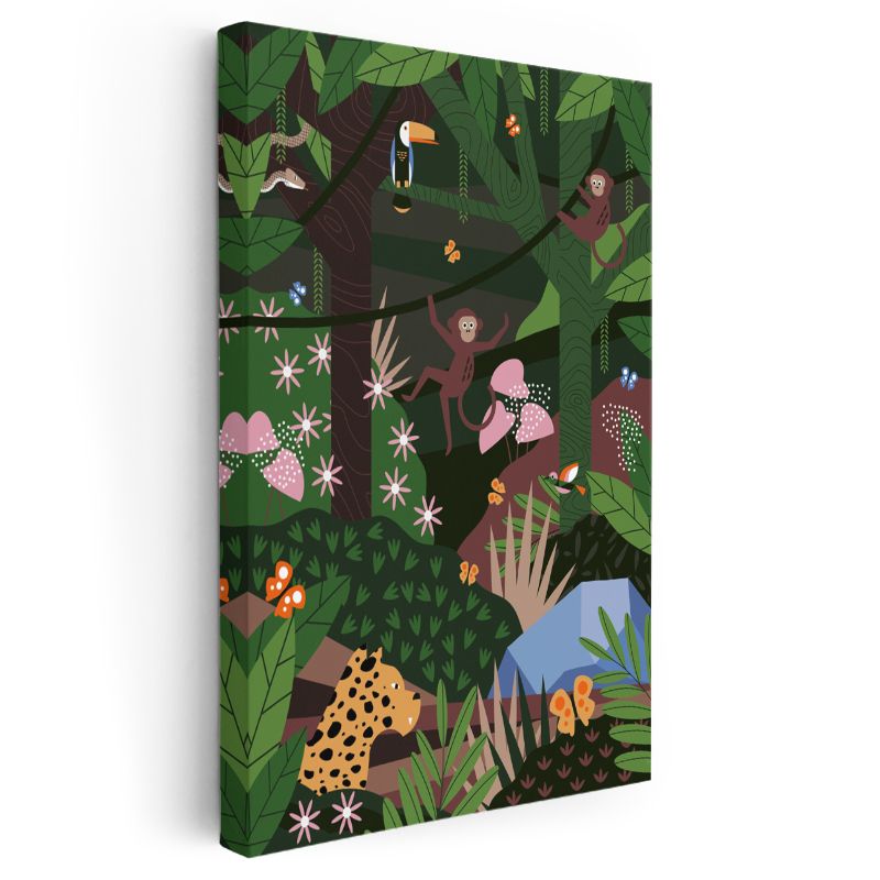 Orman Dostları - Renkli Yağmur Ormanı Macerası Kanvas Tablo