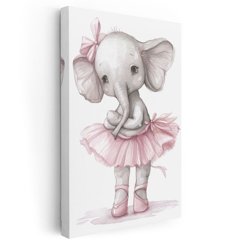 Balerin Fil - Pembe Tutu Etekli Sevimli Dansçı Kanvas Tablo