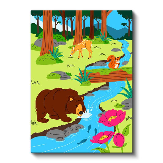Orman Sakinleri - Nehir Kenarında Vahşi Yaşam Kanvas Tablo