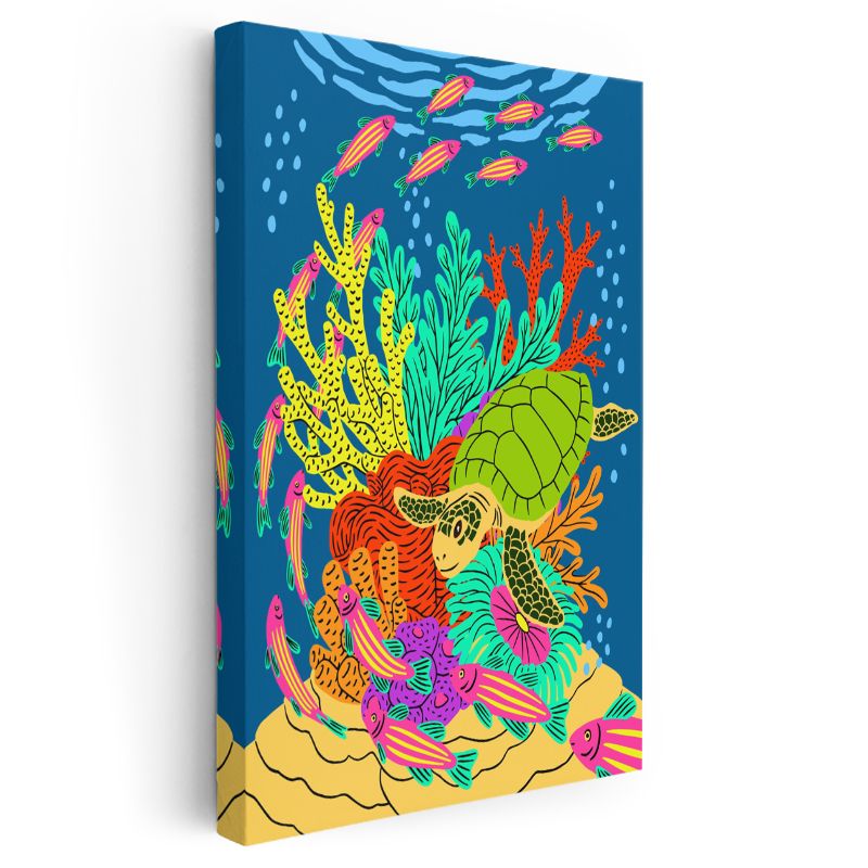 Mercan Resifi - Renkli Denizaltı Dünyası Kanvas Tablo
