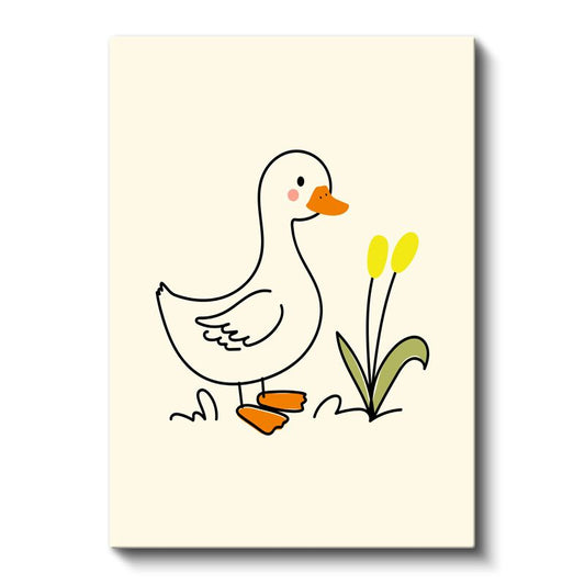 Minik Ördek - Bahar Çiçekleriyle Dostluk Kanvas Tablo