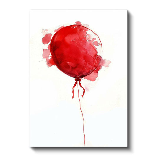 Kırmızı Balon - Suluboya Efektli Uçuş Kanvas Tablo