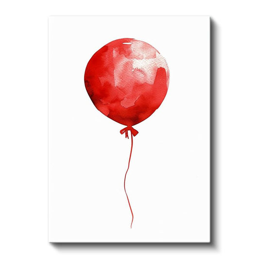 Uçan Balon - Kırmızı Suluboya Efekti Kanvas Tablo