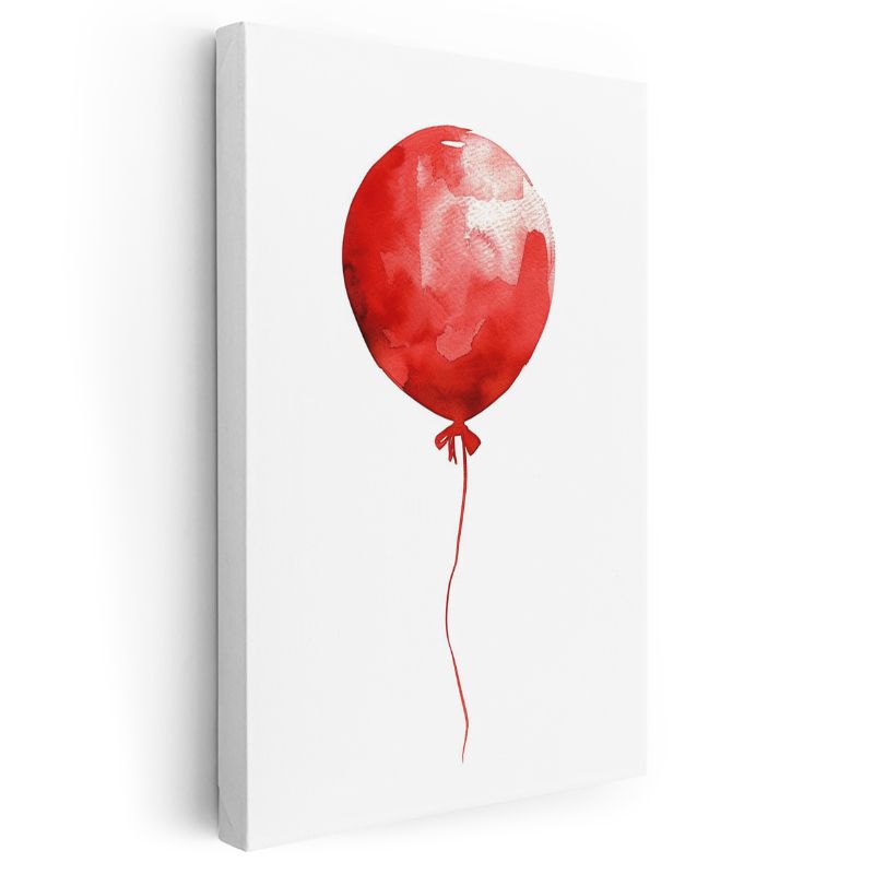 Uçan Balon - Kırmızı Suluboya Efekti Kanvas Tablo