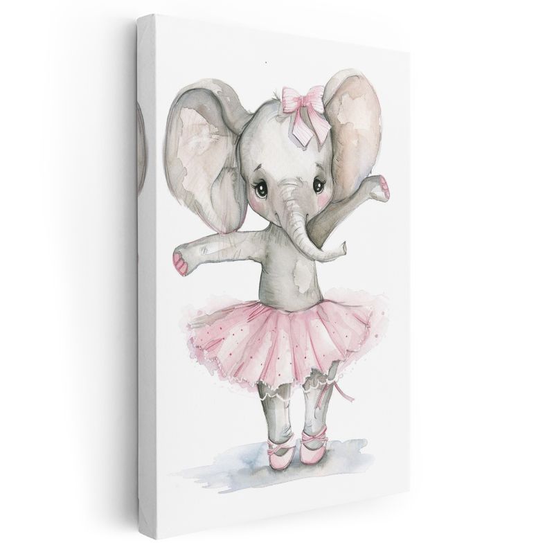 Balerin Fil - Pembe Tutu Etekli Sevimli Dansçı Kanvas Tablo