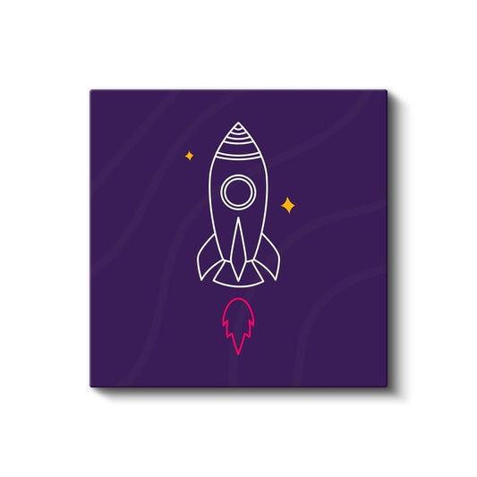 Uzay Roketi - Mor Gökyüzünde Yolculuk Kanvas Tablo
