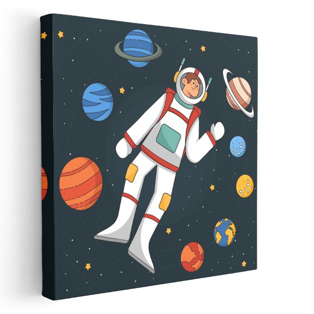 Astronot Çocuk - Gezegenler Arasında Yolculuk Kanvas Tablo