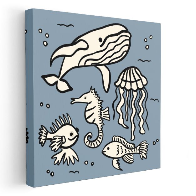 Deniz Dostları - Balina ve Denizatı Macerası Kanvas Tablo