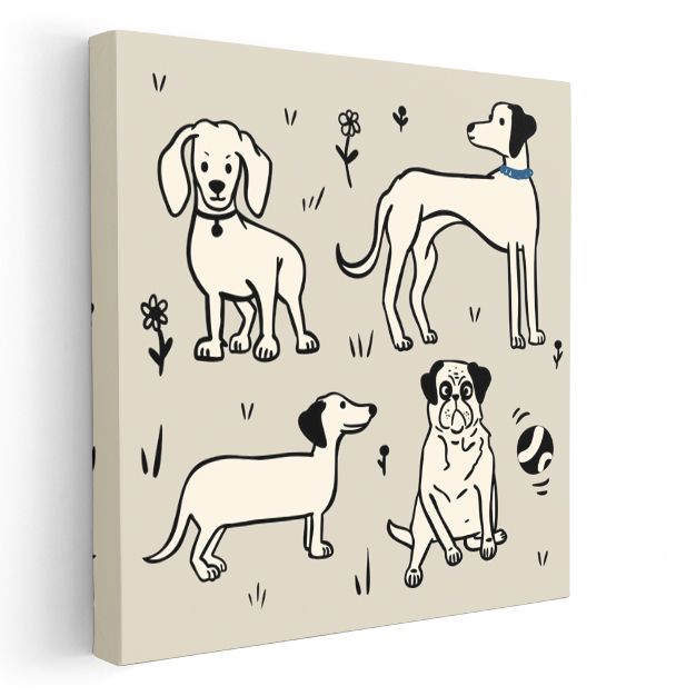 Köpek Dostlarımız - Sevimli Yavru Köpekler Kanvas Tablo