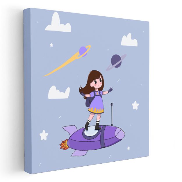 Uzay Kızı - Mor Roket Macerası Kanvas Tablo