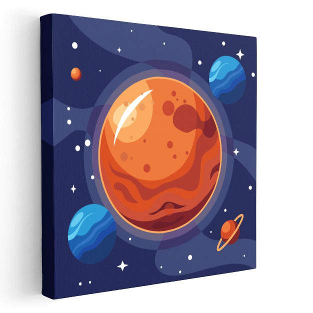 Gezegen Dünyası - Renkli Uzay Keşfi Kanvas Tablo