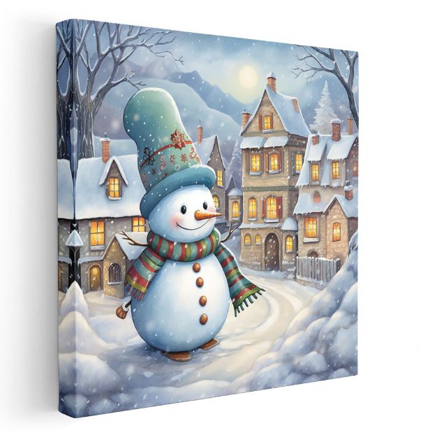 Kış Kardan Adamı - Renkli Atkılı Dostumuz Kanvas Tablo