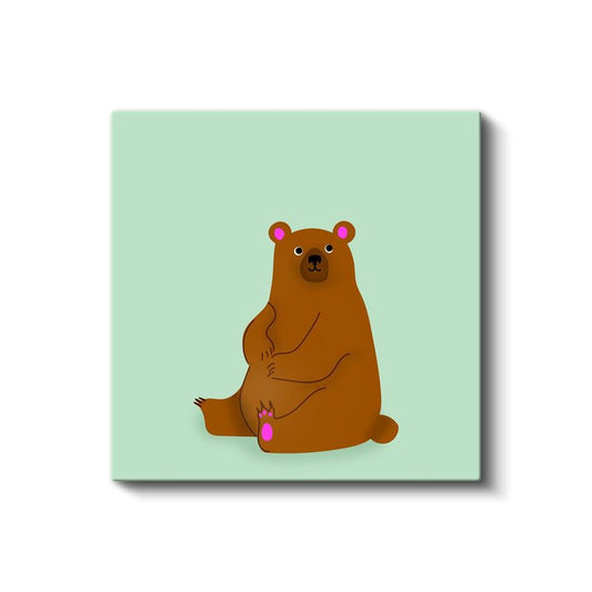 Kahverengi Ayı - Pembe Patili Sevimli Dostumuz Kanvas Tablo