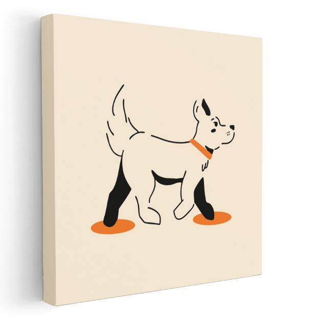 Minimalist Köpek - Turuncu Patili Dostumuz Kanvas Tablo