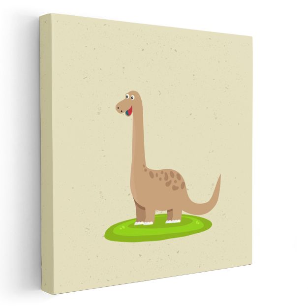 Sevimli Dinozor - Yeşil Çimenlerde Dostumuz Kanvas Tablo
