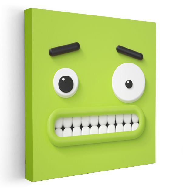 Yeşil Canavar - Komik Yüz İfadesi Kanvas Tablo