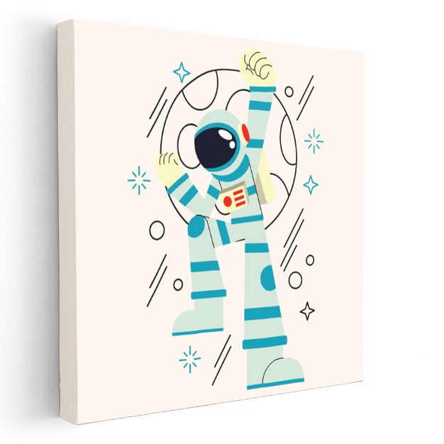 Minimalist Astronot - Mavi Uzay Yolcusu Kanvas Tablo
