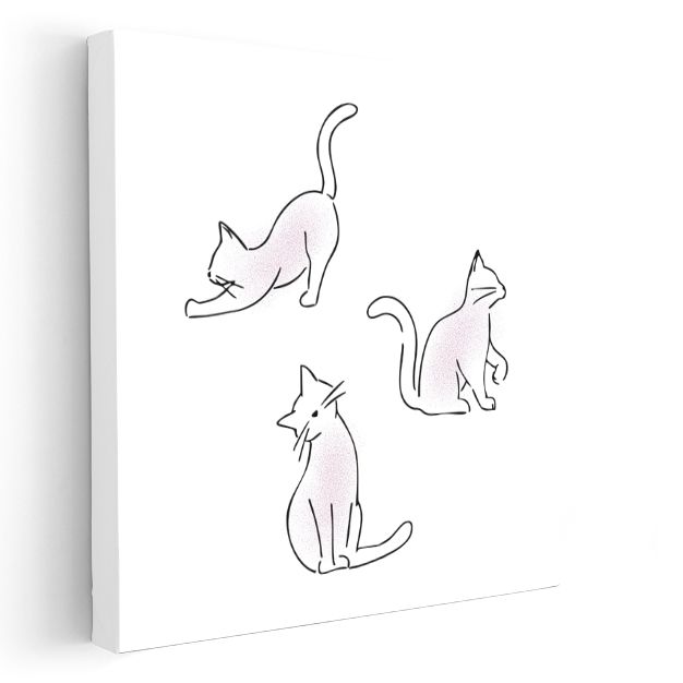 Minimalist Kediler - Zarif Çizgiler Kanvas Tablo
