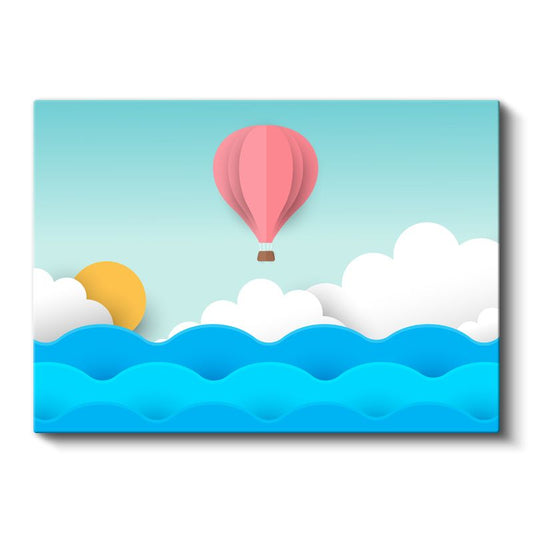 Pembe Sıcak Hava Balonu - Gökyüzü Macerası Kanvas Tablo