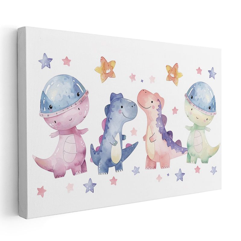 Sevimli Dinozorlar - Renkli Dekoratif Kanvas Tablo