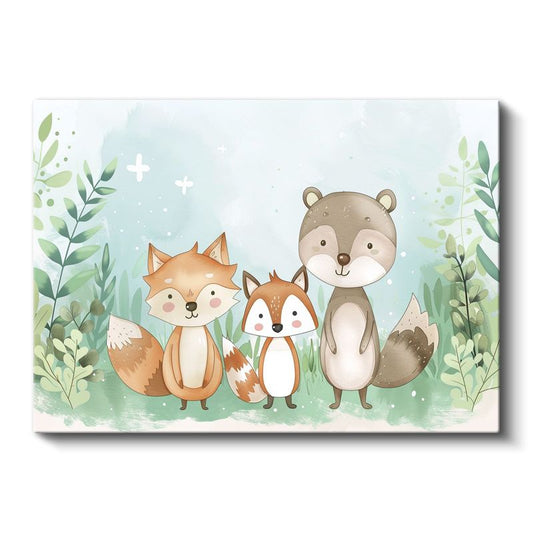 Orman Arkadaşları - Sevimli Hayvanlar Kanvas Tablo