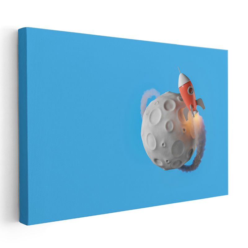 Uzay Roketi - Ay Yolculuğu Temalı Kanvas Tablo