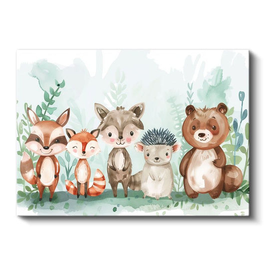 Orman Ekibi - Sevimli Vahşi Hayvanlar Kanvas Tablo