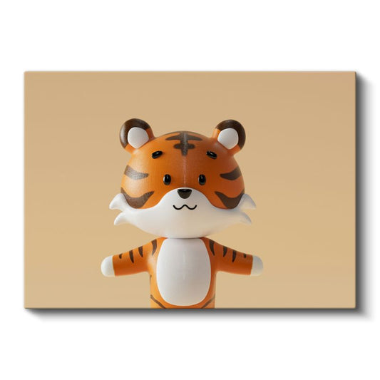 Sevimli Kaplan - Minimalist Dekoratif Kanvas Tablo