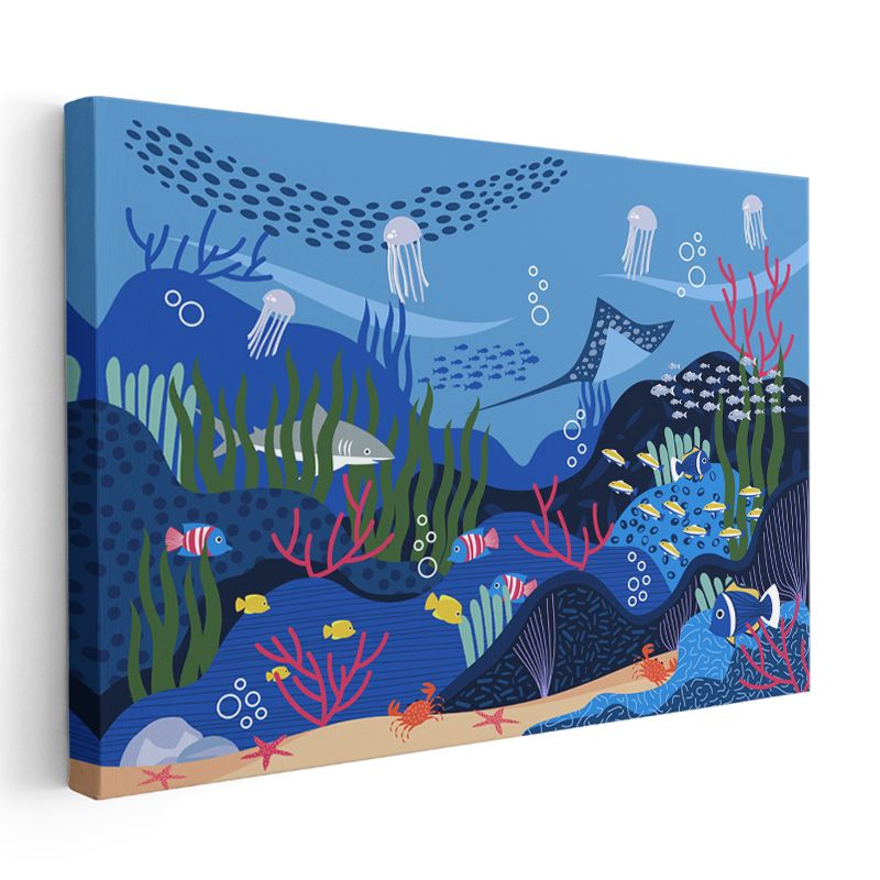 Deniz Altı Dünyası - Renkli Mercan Resifleri Kanvas Tablo
