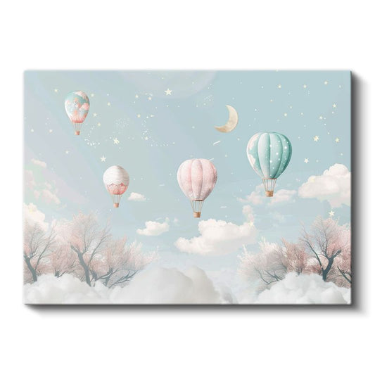 Sıcak Hava Balonları - Pastel Gökyüzü Temalı Kanvas Tablo