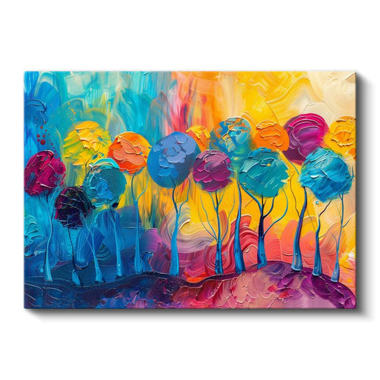 Renkli Ağaçlar - Soyut Sanat Kanvas Tablo