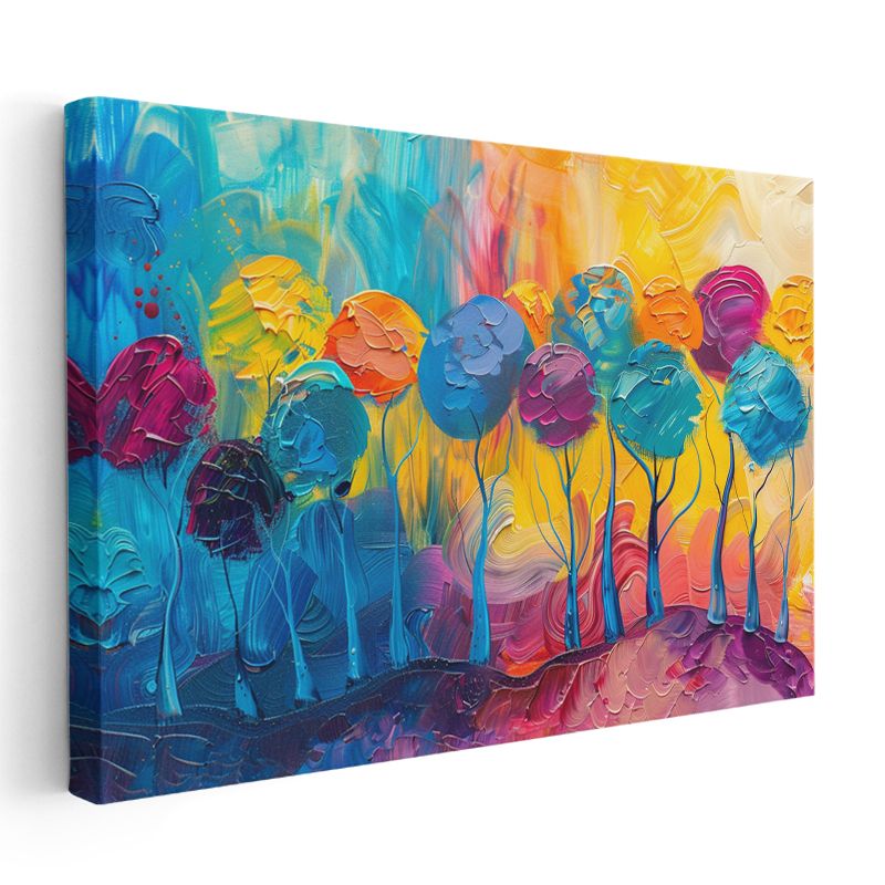 Renkli Ağaçlar - Soyut Sanat Kanvas Tablo